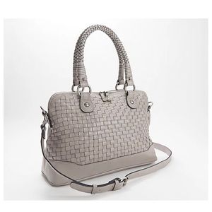 Patricia Nash - Discovery Washed Woven Leather Augusta Satchel Handbag - Stone